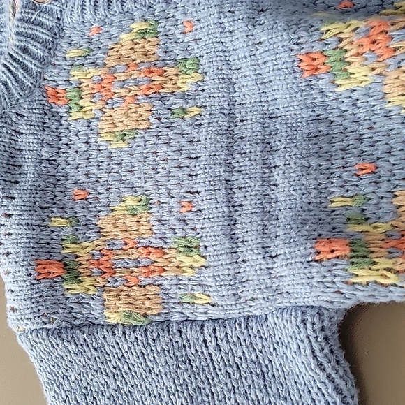 Bailey Rose Antique Floral Button Down Thick Knit Cardigan Sweater Shabby Chic S - Picture 5 of 11